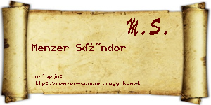 Menzer Sándor névjegykártya